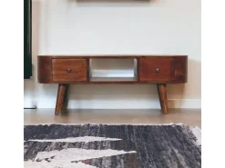 Mueble multimedia redondo abierto de castaño