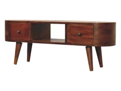 Mueble multimedia redondo abierto de castaño