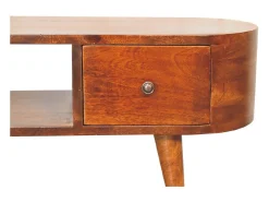 Mueble multimedia redondo abierto de castaño