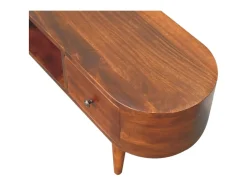 Mueble multimedia redondo abierto de castaño
