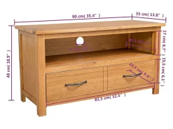 Mueble para el televisor de madera maciza de roble 90x35x48 cm