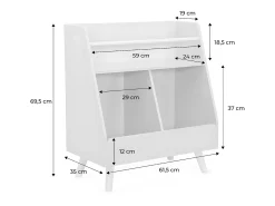 Mueble para niños, 2 compartimentos blanco