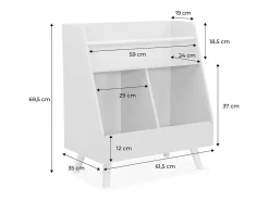 Mueble para niños, 2 compartimentos blanco