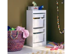 Mueble para niños con 4 cubos de almacenaje blanco