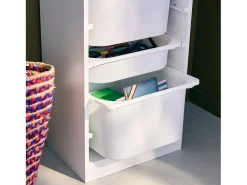 Mueble para niños con 4 cubos de almacenaje blanco
