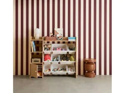 Mueble para niños con 9 cubos, 4 estantes y 1 puerta natural