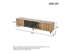 Mueble para TV 175×31,5×45 cm - 3 puertas - Apto para televisor de 75 pulgadas - natural + negro