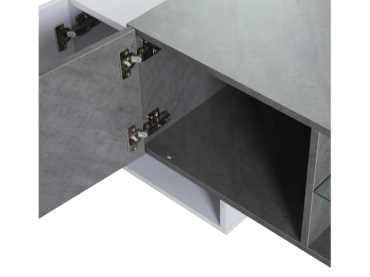 Mueble para TV - con 4 puertas - con iluminación LED - para televisores 80/75/70/65/55 pulgadas - blanco + gris