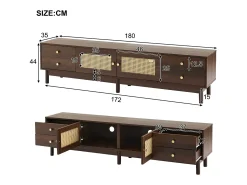 Mueble para TV - con 2 puertas de ratán y 4 cajones - apto para televisores de hasta 80