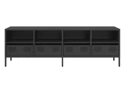 Mueble para TV acero laminado en frío negro 135x39x43,5 cm