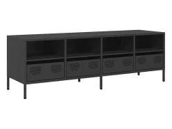Mueble para TV acero laminado en frío negro 135x39x43,5 cm
