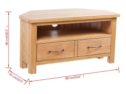 Mueble para TV con cajones madera maciza de roble 88x42x46 cm