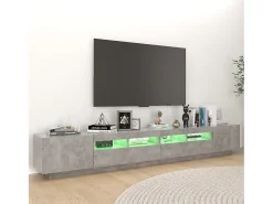 Mueble para TV con luces LED gris hormigón 260x35x40 cm ES60688