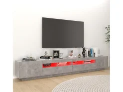 Mueble para TV con luces LED gris hormigón 260x35x40 cm ES60688