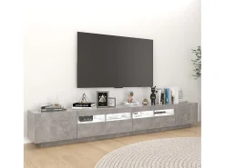 Mueble para TV con luces LED gris hormigón 260x35x40 cm ES60688
