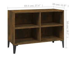 Mueble para TV con patas de metal roble ahumado 69,5x30x50 cm