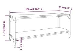 Mueble para TV contrachapada y acero gris Sonoma 100x33x41 cm