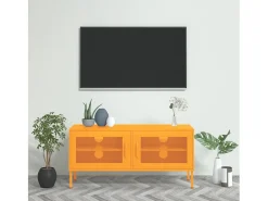 Mueble para TV de acero amarillo mostaza 105x35x50 cm
