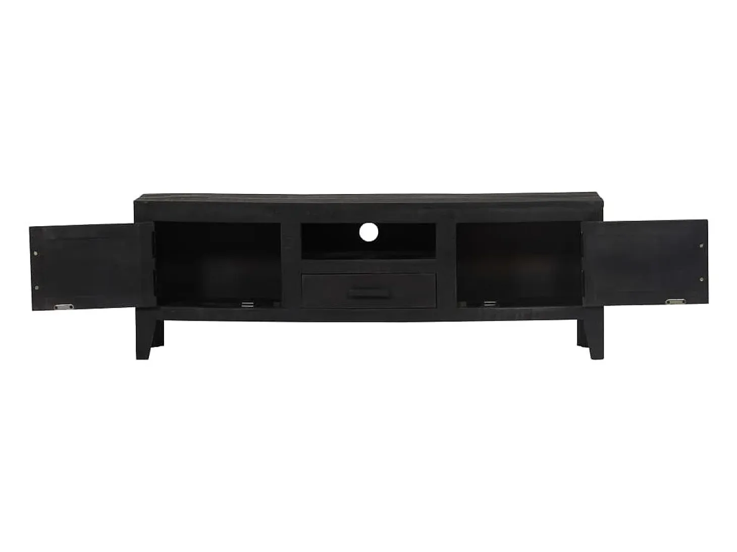 Mueble para TV de madera maciza de mango negro 118x30x40 cm