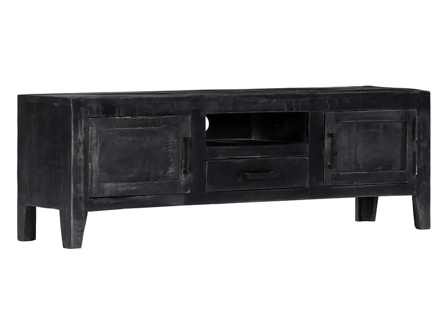 Mueble para TV de madera maciza de mango negro 118x30x40 cm