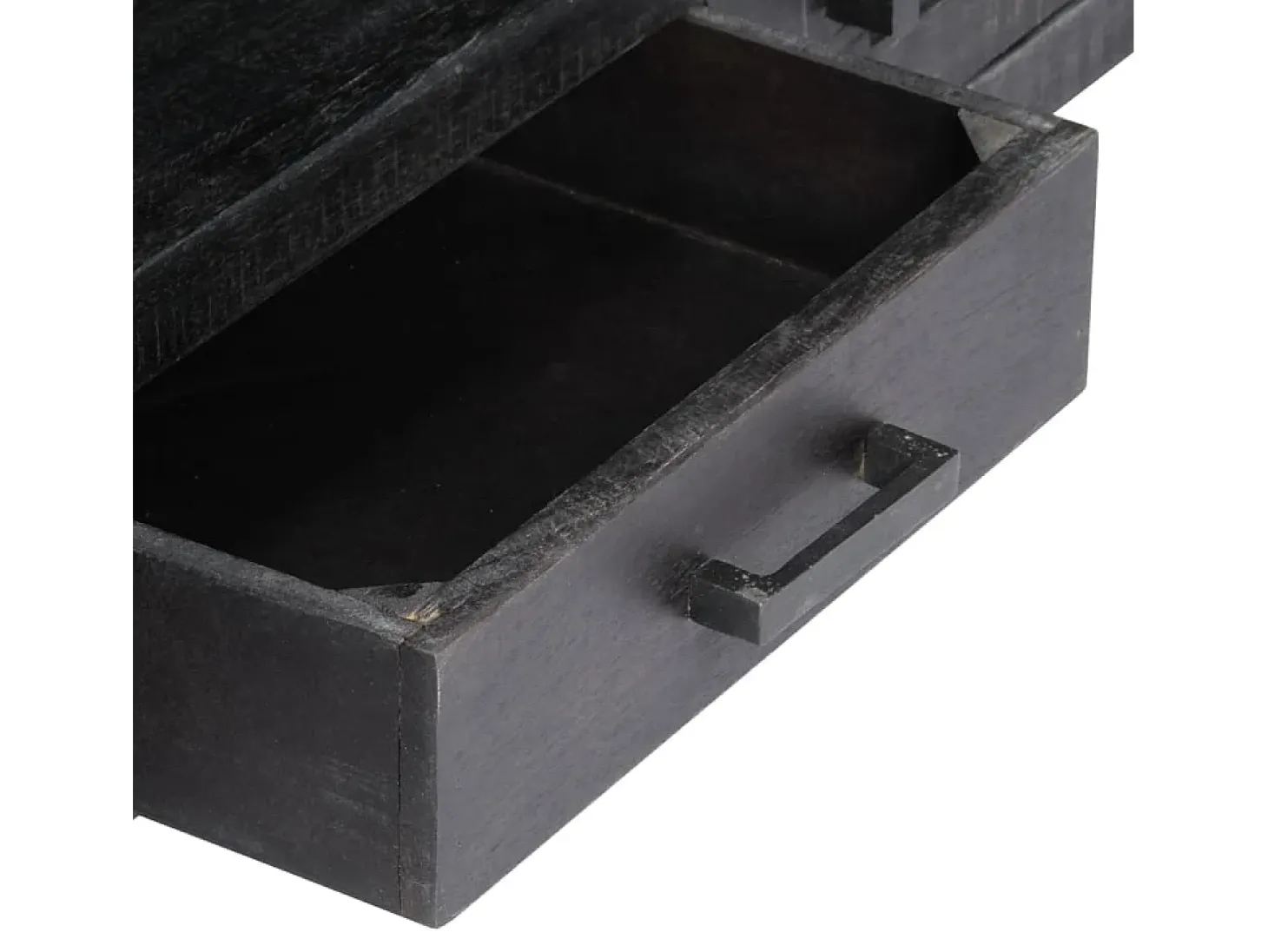 Mueble para TV de madera maciza de mango negro 118x30x40 cm