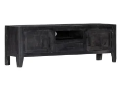 Mueble para TV de madera maciza de mango negro 118x30x40 cm