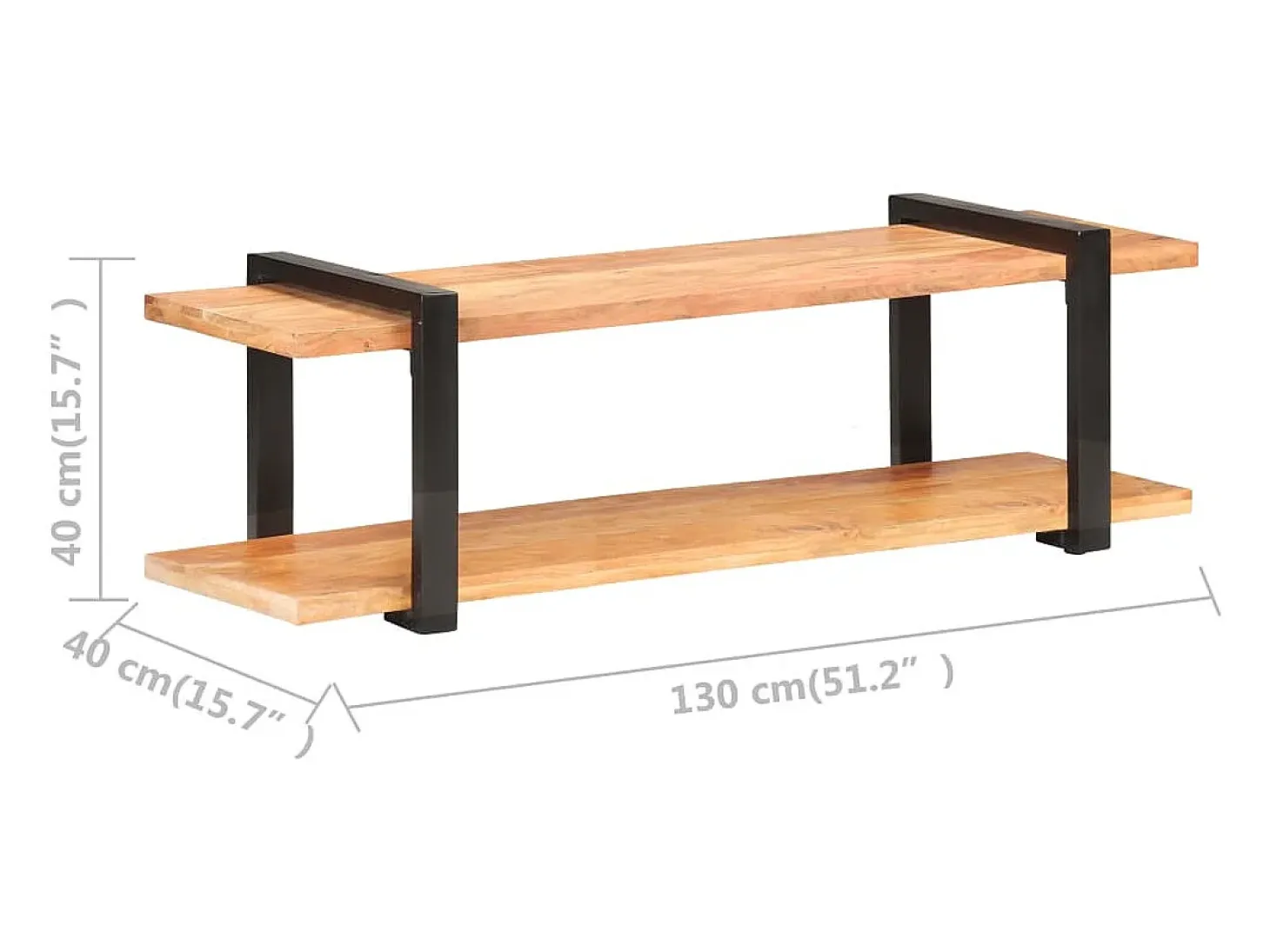 Mueble para TV de madera maciza de acacia 130x40x40 cm
