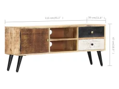 Mueble para TV de madera maciza de mango 115x30x47 cm