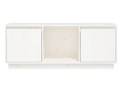 Mueble para TV de madera maciza de pino blanco 110,5x35x44 cm