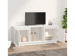 Mueble para TV de madera maciza de pino blanco 110,5x35x44 cm