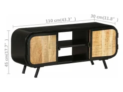 Mueble para TV de madera maciza de mango rugosa 110x30x45 cm