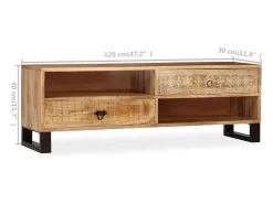 Mueble para TV de mandera maciza de mango 120x30x40 cm