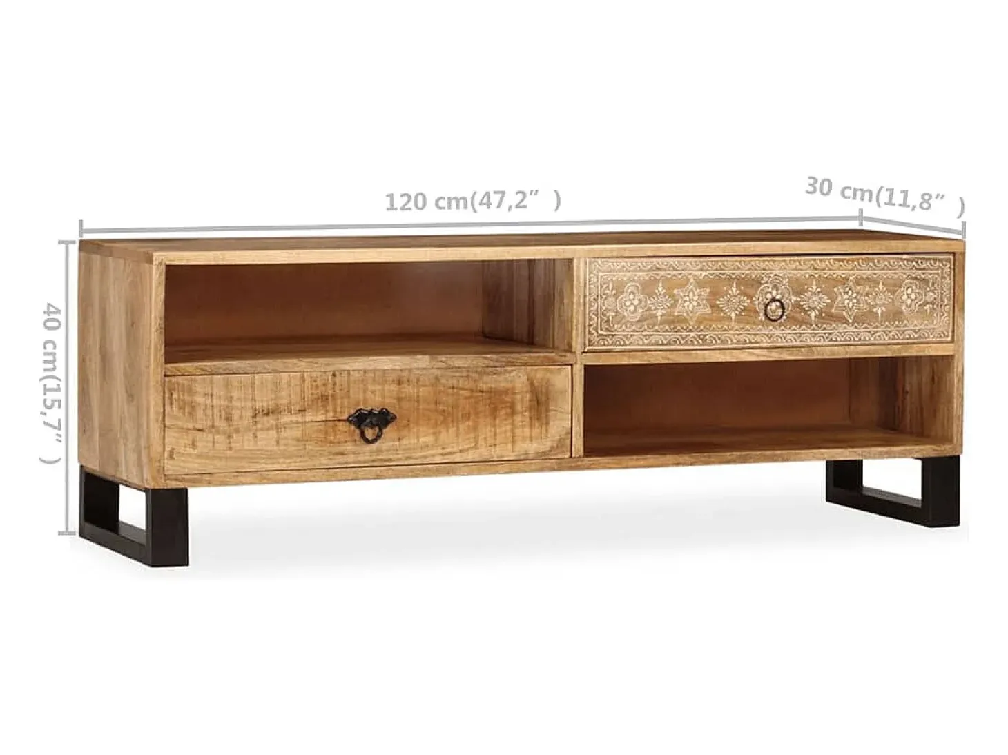 Mueble para TV de mandera maciza de mango 120x30x40 cm