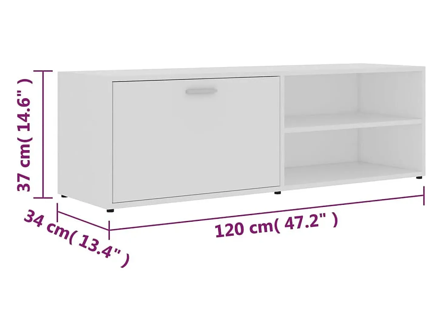 Mueble para TV madera contrachapada blanco 120x34x37 cm