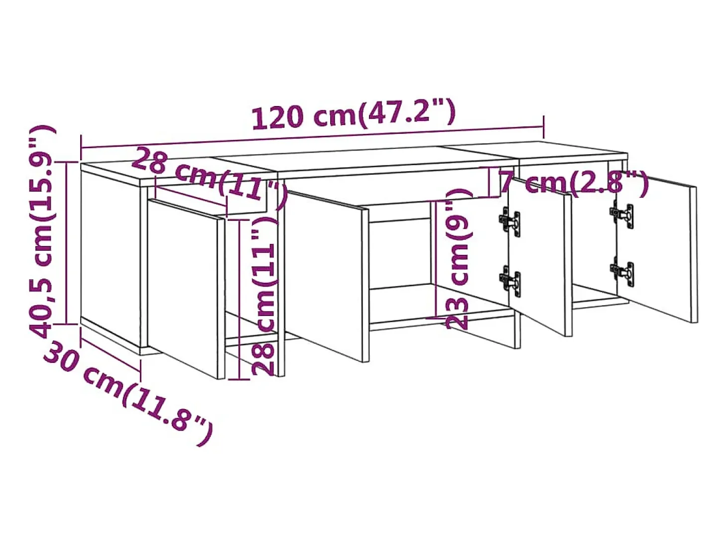 Mueble para TV madera contrachapada roble Sonoma 120x30x40,5 cm