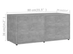 Mueble para TV madera contrachapada gris hormigón 80x34x36 cm