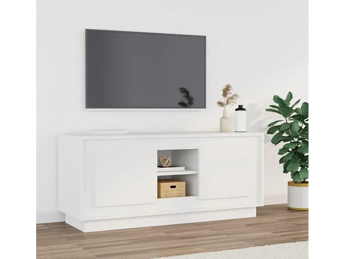 Mueble para TV madera contrachapada negro 102x35x45 cm