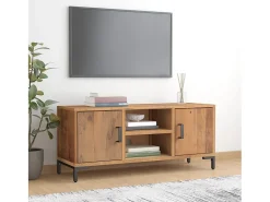 Mueble para TV madera maciza pino reciclada marrón 110x35x48 cm