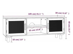 Mueble para TV madera maciza pino y ratán natural 105x30x40 cm