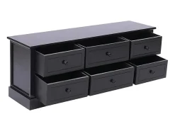 Mueble para TV madera maciza de paulownia negro 108x30x40 cm