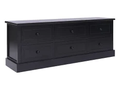 Mueble para TV madera maciza de paulownia negro 108x30x40 cm