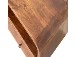 Mueble para TV Mini curvado en castaño de Artisan Furniture, 2 cajones, 1 estante abierto, marrón