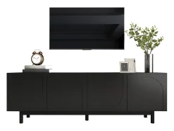 Mueble para TV moderno - con estantes ajustables - de tablero de partículas - Negro