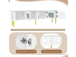 Mueble para TV moderno de 170 cm - apto para TV de 70"-79" - con 4 puertas - Blanco