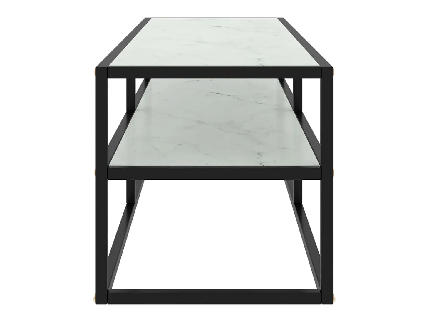 Mueble para TV negro con vidrio de mármol blanco 120x40x40 cm
