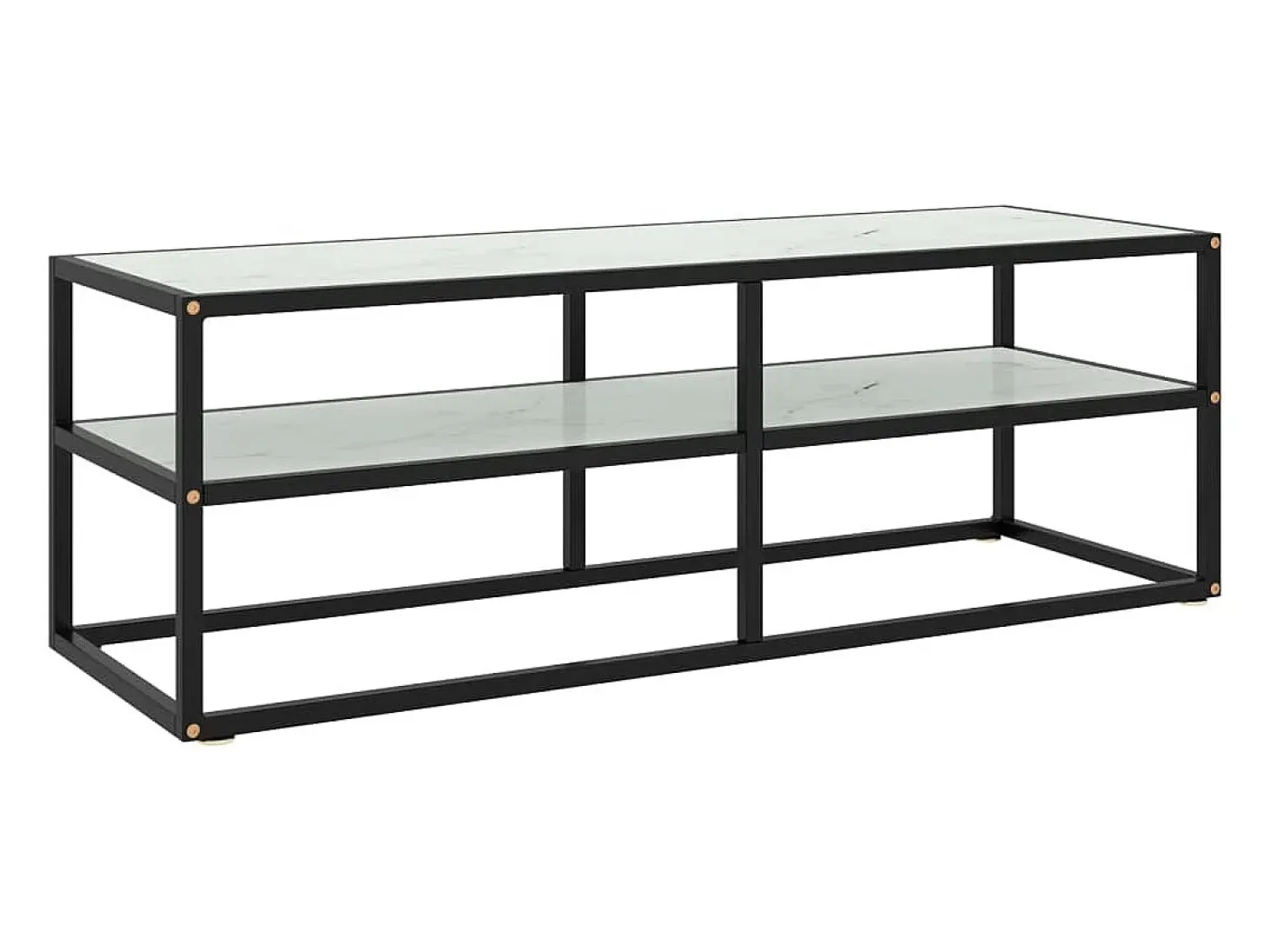 Mueble para TV negro con vidrio de mármol blanco 120x40x40 cm