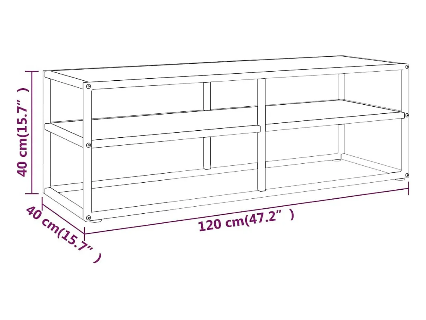 Mueble para TV negro con vidrio de mármol blanco 120x40x40 cm