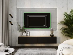 Mueble para TV suspendido, 170 x 34 x 32 cm, roble Wotan/negro mate