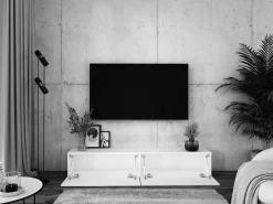 Mueble para TV suspendido, 170 x 34 x 32 cm, negro mate
