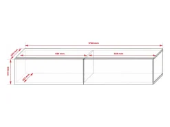Mueble para TV suspendido, 170 x 34 x 32 cm, negro mate